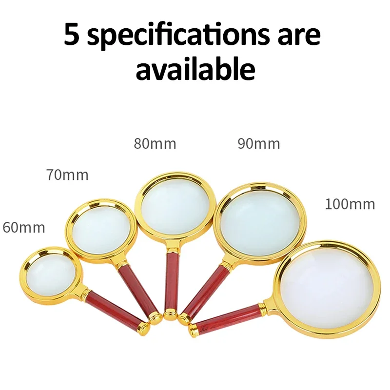 عالية الوضوح عدسة مكبرة المكبر 60/70/80/90/100 مللي متر الرجعية يده عدسة مكبرة تعلم كبار السن القراءة التفتيش