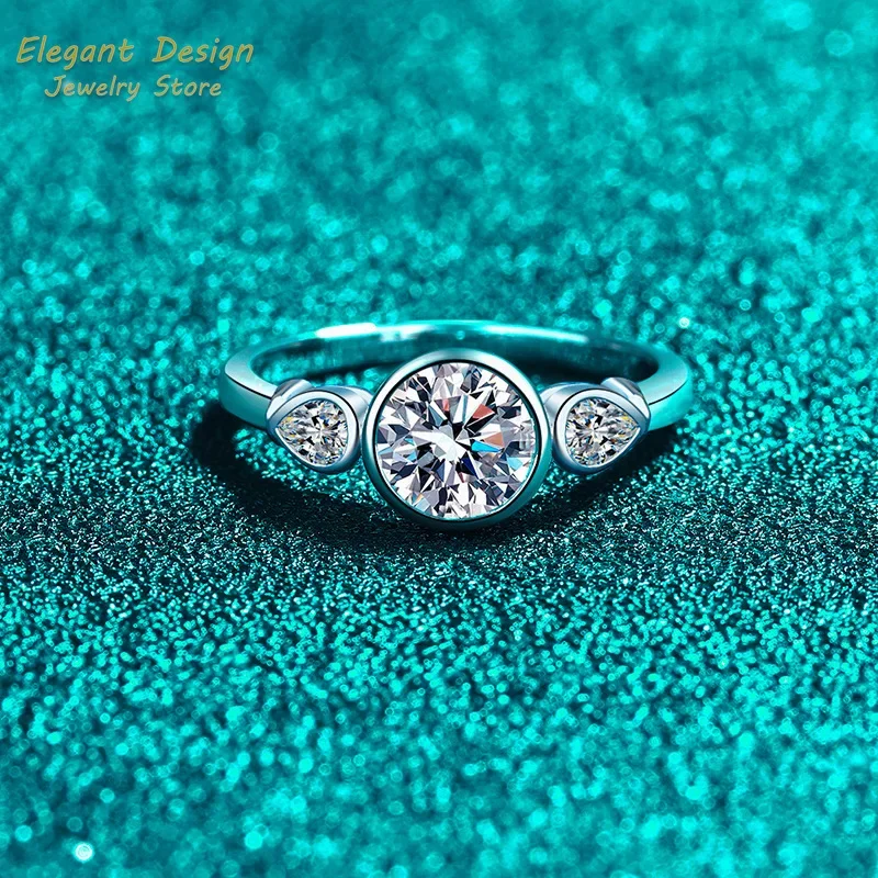 Platinum Pt950 Bubble Ring with 1.6ct Full Moissanite for Women Round Pave Design Simple Daily Wear Wedding Band Valentines Gift