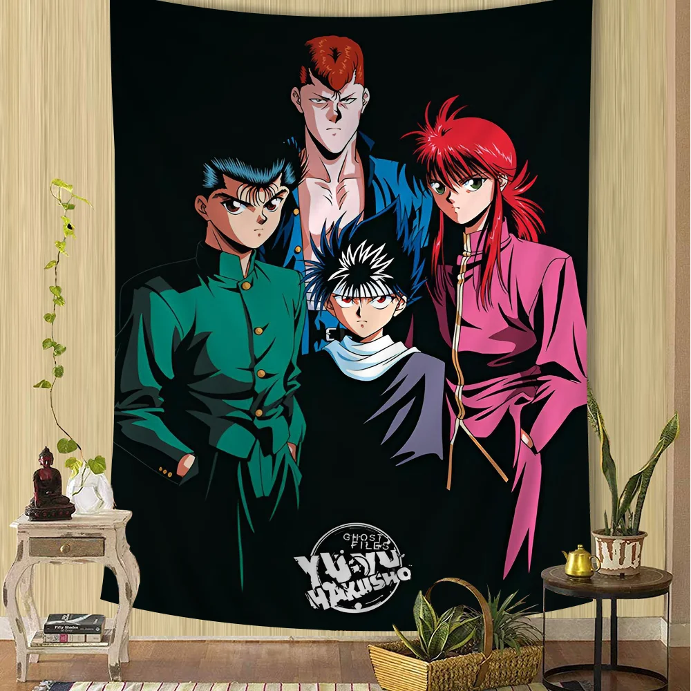 نسيج أنيمي Hakusho YuYu ، التاروت المعلق ، سجاد حائط هيبي ، ديكور منزلي للسكن