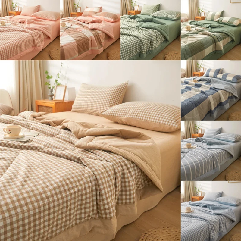 

150/180/200cm Quilted Summer Quilt and Pillowcase or Single Quilts Soft Breathable Single Double Blanket Washable Thin Comforter