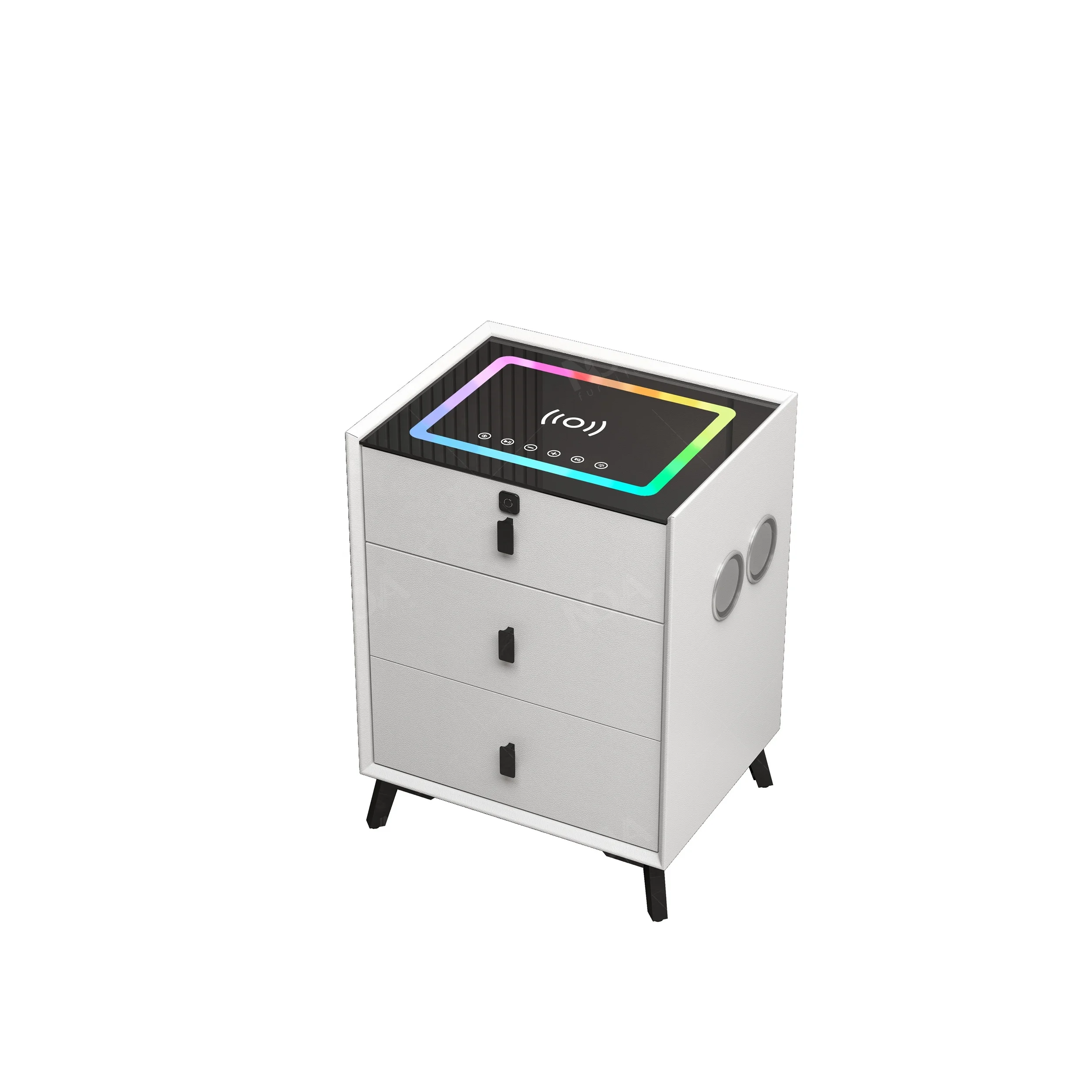 Smart Bedroom Furniture Light Emitting Diode Bedside Table with Wireless Charging Inteligente Wood Multipurpose Bedside Table