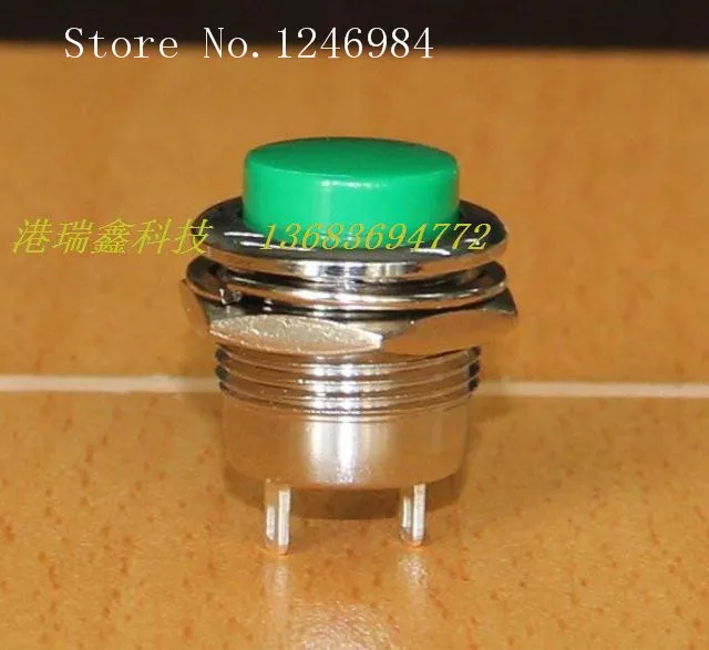 [SA]M16 electronic switch reset button normally open green metal button switch PB02-MR by -pass--50pcs/lot