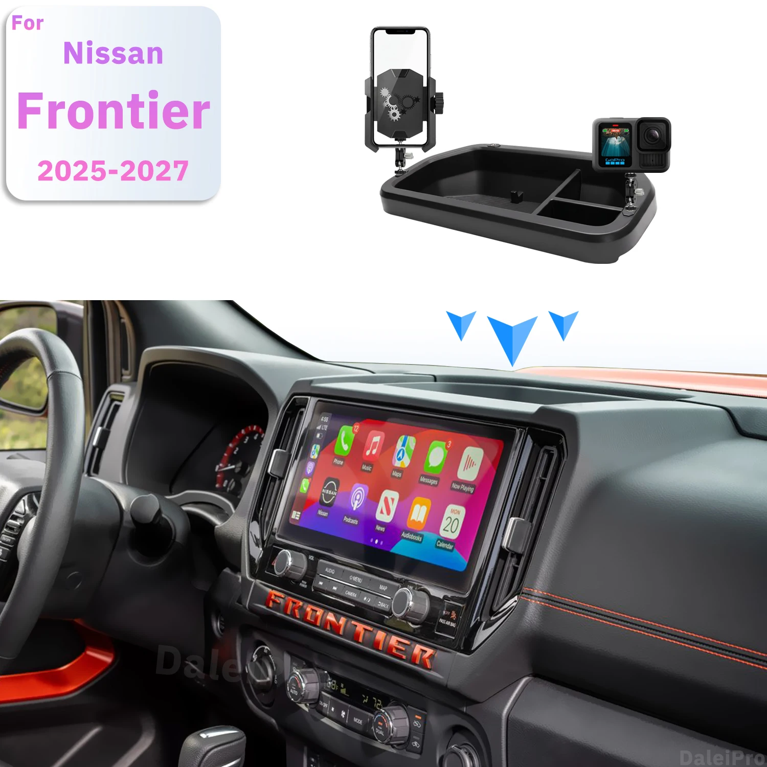 For Nissan Frontier 2025 2026 2027 Phone Holder Camera Mount Car Dashboard Multifunctional Storage Box Car Interior Organizer