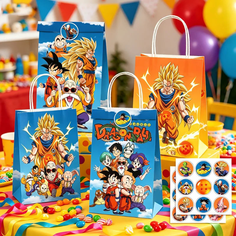 Bolsa de Regalo de Dragon Ball, Bolsa de Papel Kraft para Regalos de Fiesta, Bolsa de Papel para Regalos, Caja de Papel para Dulces, Juego de Pegatinas