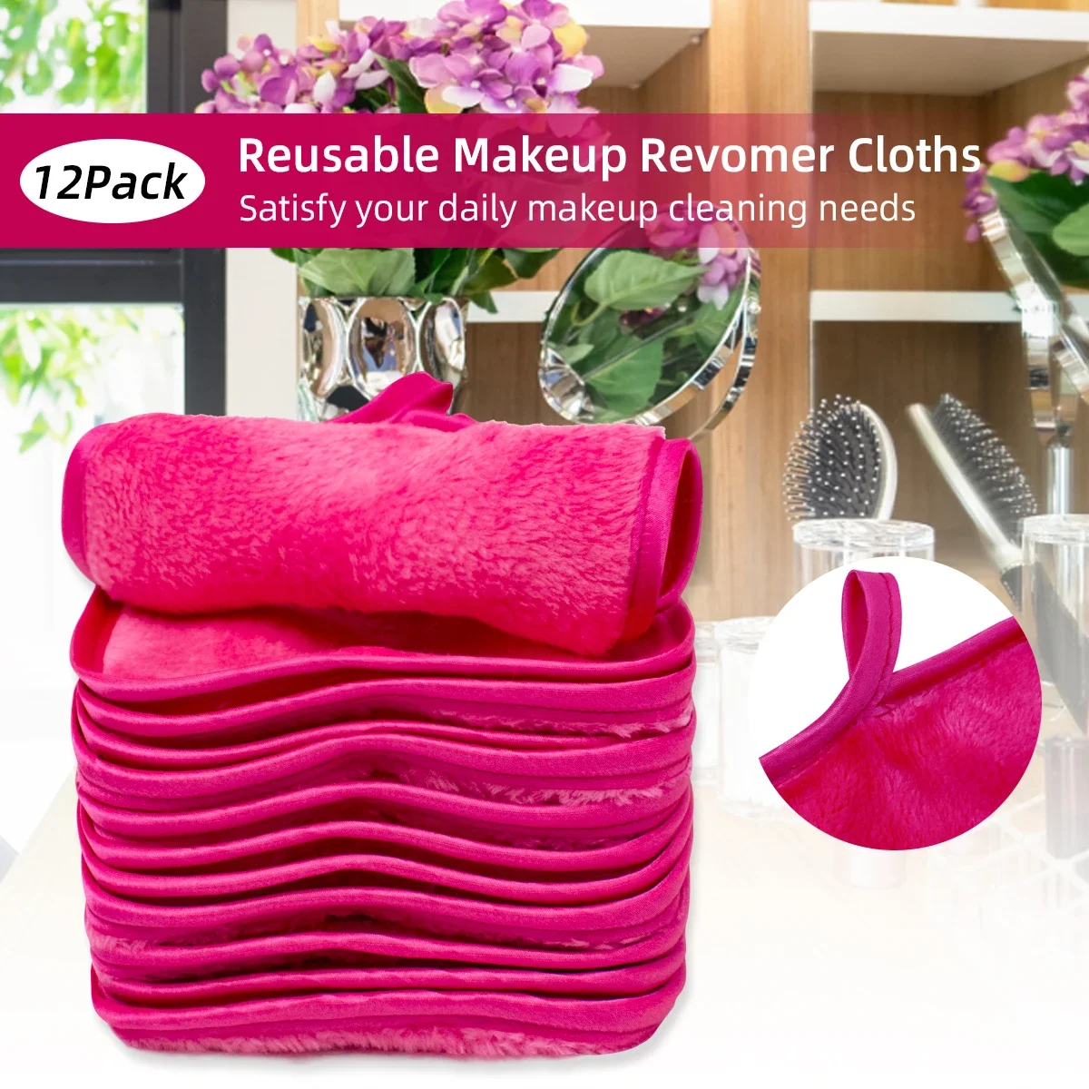 12 個メイク落としパッド再利用可能なフェイシャルパッドメイク消しゴムマイクロファイバーフェイシャルタオルフェイスクリーナークリーニングワイプスキンケア美容