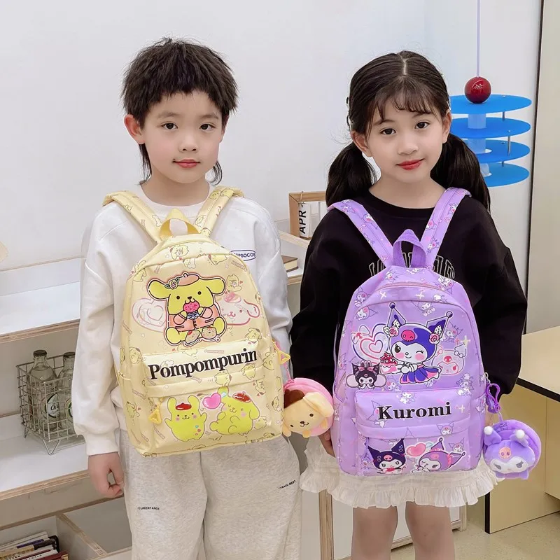 حقيبة مدرسية كاواي هالو كيتي مع محفظة نقود معدنية ساحرة كارتون كورومي مقاومة للماء حقيبة ظهر للطلاب سعة كبيرة حقيبة كتف هدايا