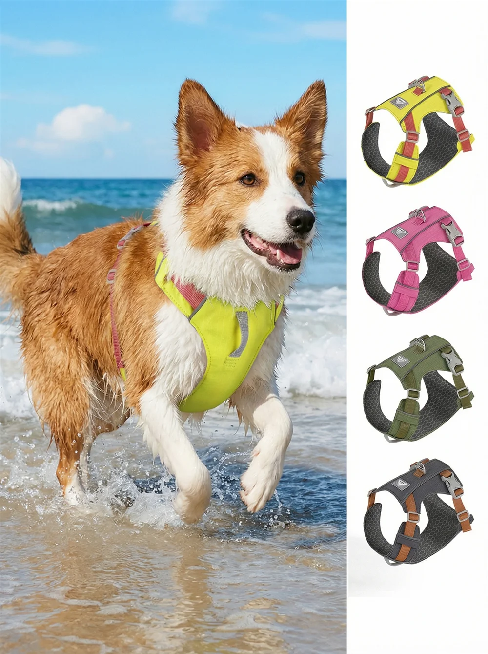 Reflective Dog Harness for Small Medium Dogs, Adjustable Soft Padded Puppy Vest, Lightweight Pet Harness for Outdoor Walking