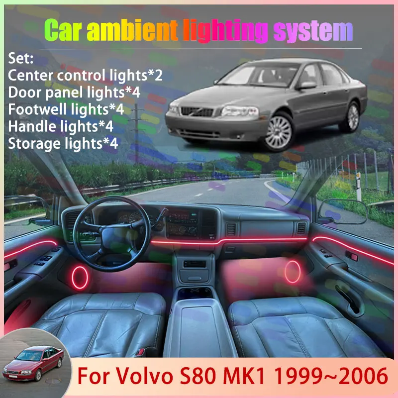 

Для Volvo S80 MK1 1999 ~ 2006 2000 2001 2002 2003 2/18 в 1 автомобильная атмосферная лампа RGB абажур ансамбль стример атмосферный набор