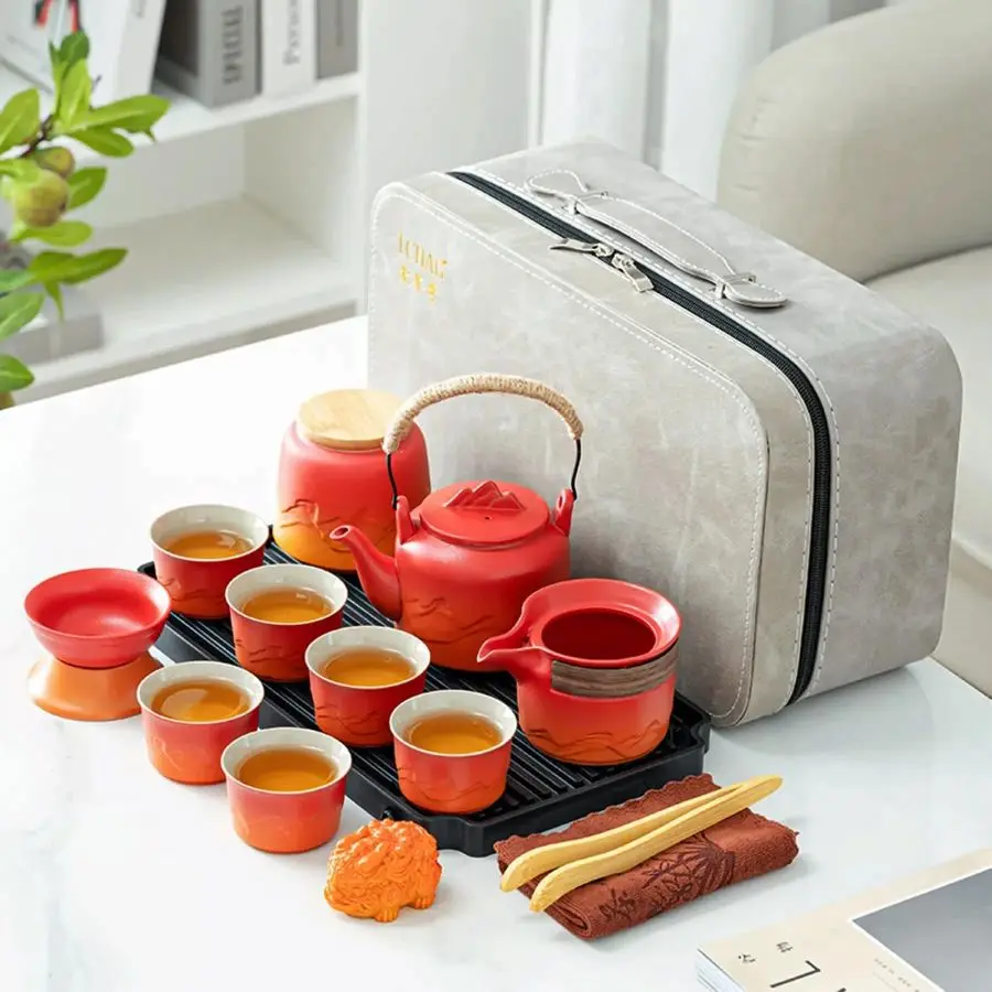 

Chinese Tea Set, Japanese Tea Sets for Adults, 15Piece Porcelain Gongfu Tea Set with Teapet amp Tea Tray, Japanese Teapot Sets,