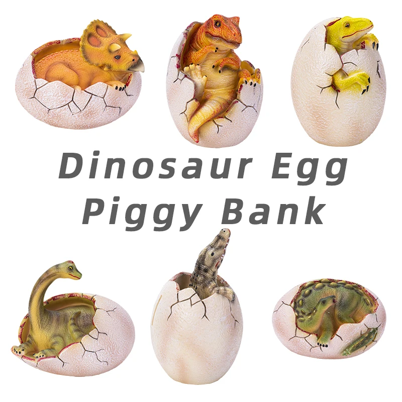 Jurassic Dinosaur Egg Piggy Bank Model Tyrannosaurus Rex Action Figures Savage World Animals PVC High Quality Toy For Kids Gift