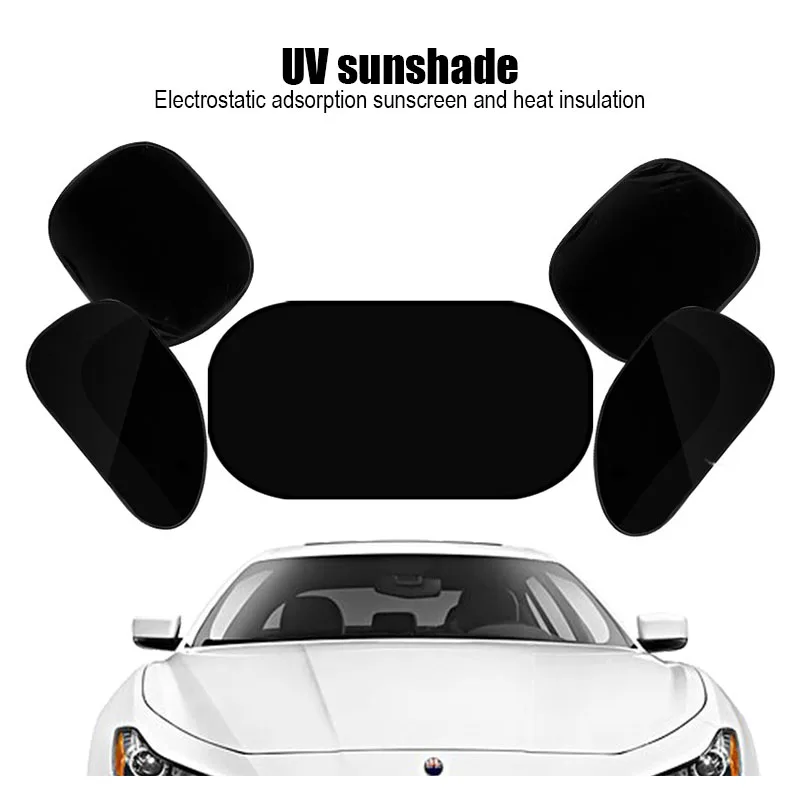 

5Pcs Kit Car Sunshade Uv Material Electrostatic Adsorption Foldable Car Sunshade Car Exterior Sunshade and Sun Protection