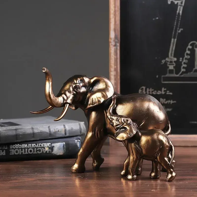 

VILEAD Resin Elephant Statue American Style Retro Figurine Office Ornaments Living Room Bedroom Desktop Decoration Home Decor