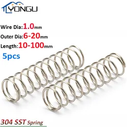 Wire Diameter 1mm 304 Stainless Steel Compression Spring Return Springs Outside Diameter 6~20mm Length 10-100mm