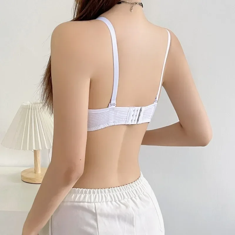 Full Cotton No Steel Ring Bra for Women Summer Breathable Light Color Plus Size Bras Girls Gathered Chest Lift Fashion Underwear