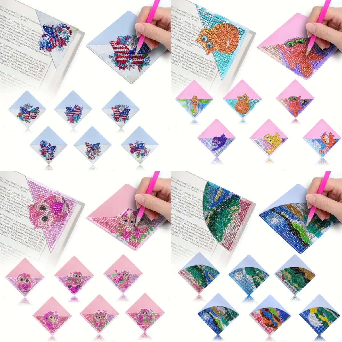 6 Stück Diamant-Mosaik zum Bemalen, Kristall-DIY-Mandala-Muster, Taschen-Eckmarkierungen, praktisch und nützlich.