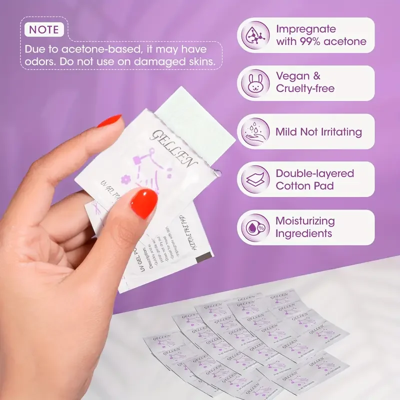 100 قطعة منصات مزيل طلاء الأظافر خليتون مزيل طلاء الأظافر مسح المهنية بشكل فردي ملفوفة مناديل مبللة بسرعة إزالة هلام #2