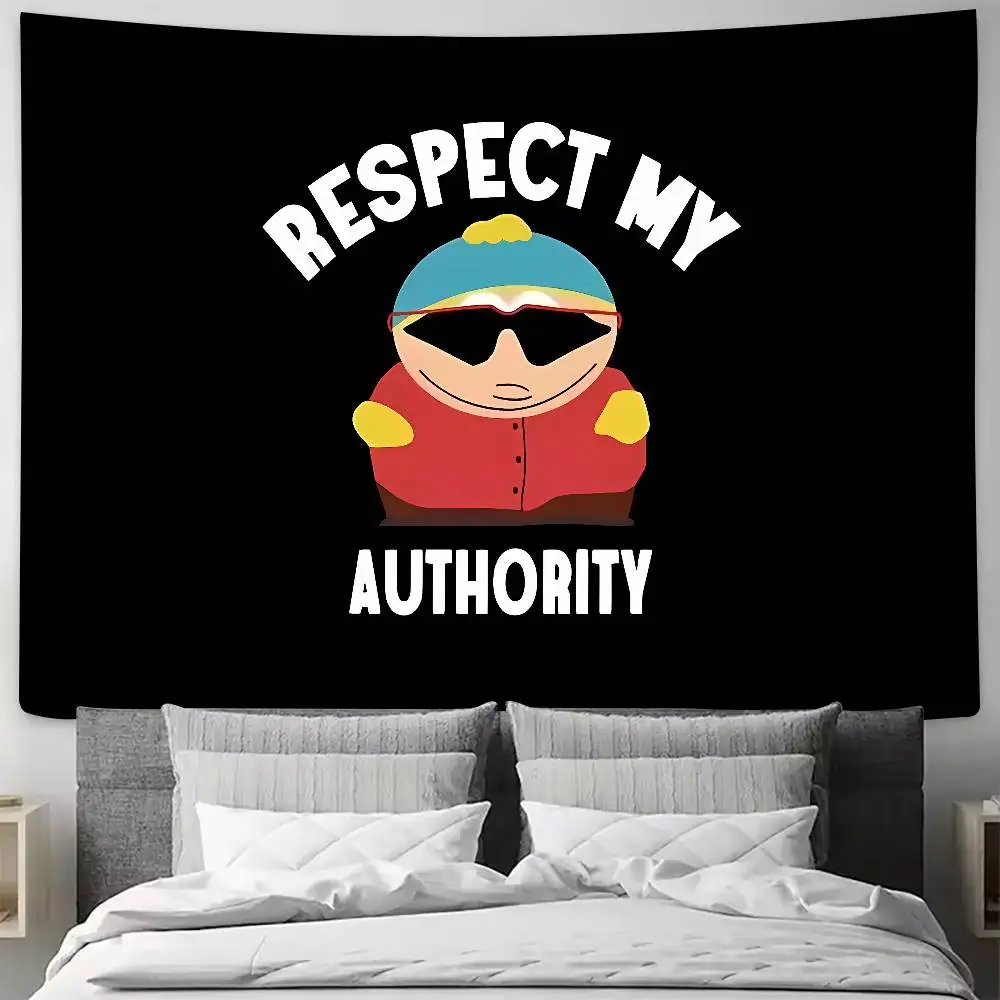 Funny Eric Cartman S-South Park Meme Wall Tapestry Large Wall Hanging for Bedroom Dorm Esports Room Cartoon Home Decor