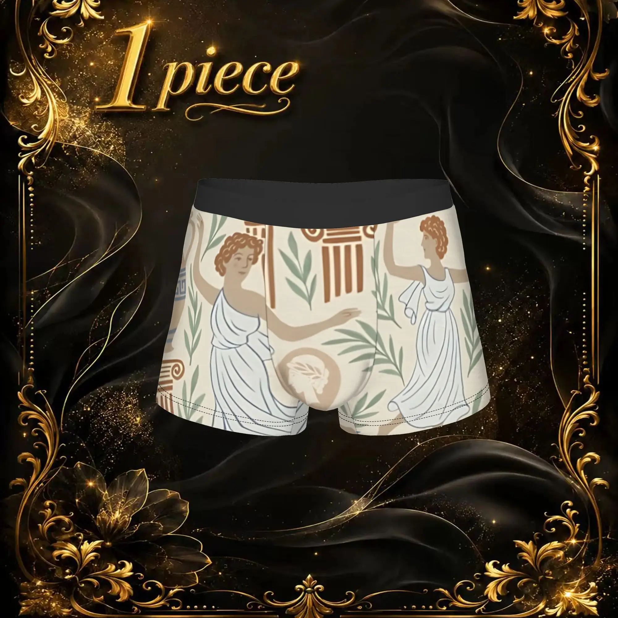 1pc Retro Ancient Greek Vase Figure Graphic Underpants Breathbale Panties Men Underwear Suitable Shorts Boxer Briefs