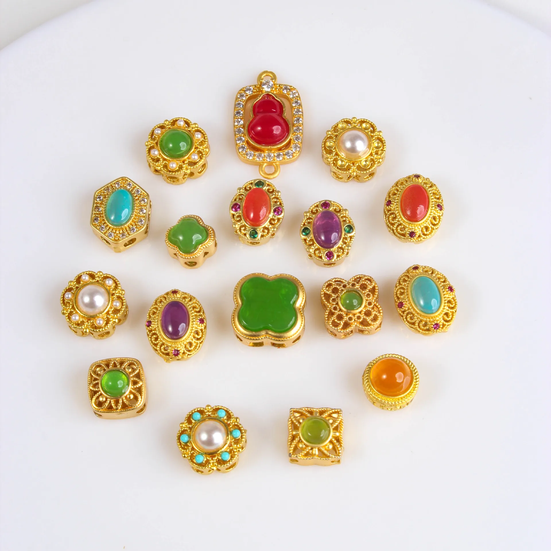 

10pcs Copper Gold Plated Colored Zircon Spacer Bead Accessories DIY Handmade Bracelet Necklace Jewelry Making Beads Wholesale