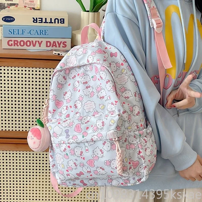  Hello Kitty School Backpack for Teen Girls Cute Kawaii Large Capacity Bookbag for Middle High School Student Functional