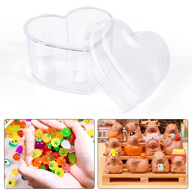 Doll Toy Storage Box Blind Box Display Stand Dustproof Acrylic Heart Shape Storage Box For Figures Showcase Organizer Boxes