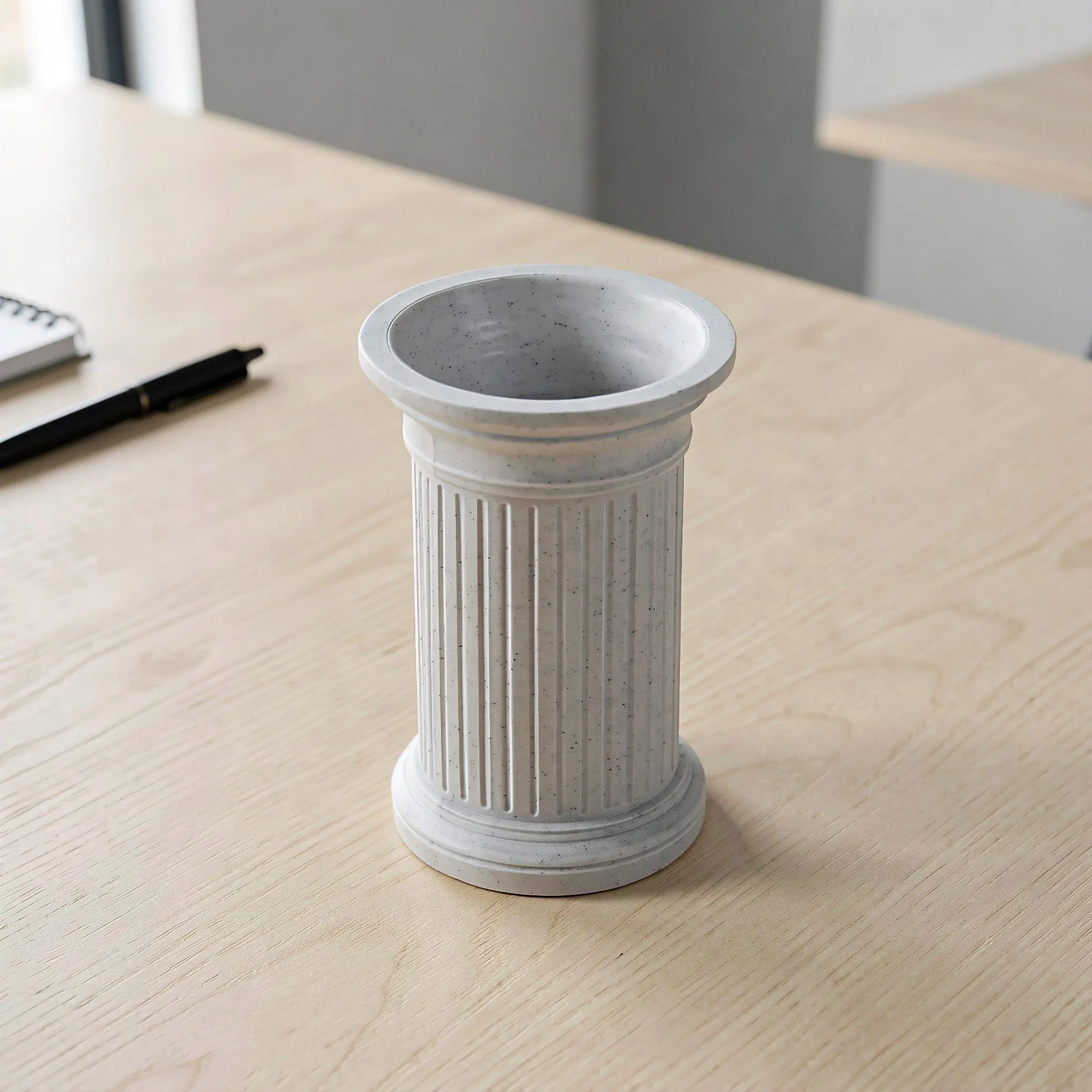 2Pcs White Roman Column Pen Holders Vintage Classical PLA Decorative Cup Ancient Shaped Desk Pencil Organizer for Desktop Decor