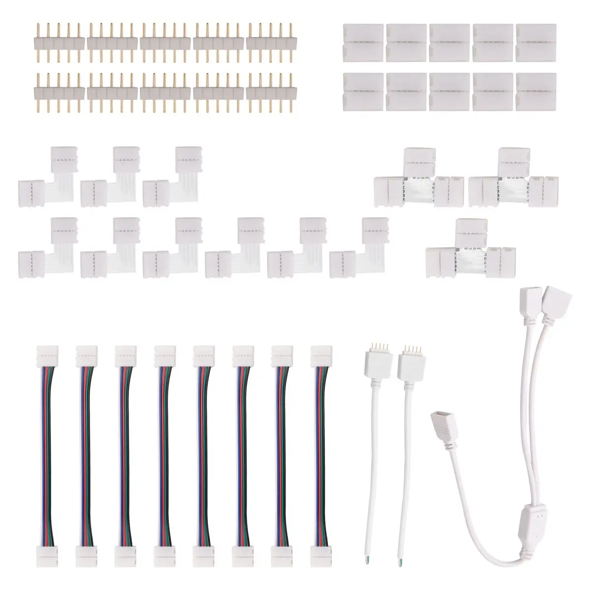 #32J 5 Pin LED Strip Connector Kit, for 12Mm RGBW LED Strip Connection,LED Strip to Strip Jumper Wire,(White)