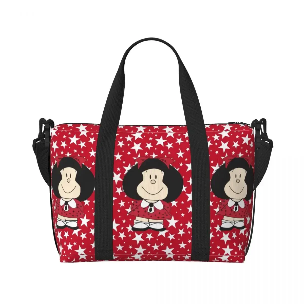 Borsa tote per la spesa personalizzata Kawaii Mafalda Cartoon Borse da viaggio da spiaggia per palestra anime di grande capacità da donna