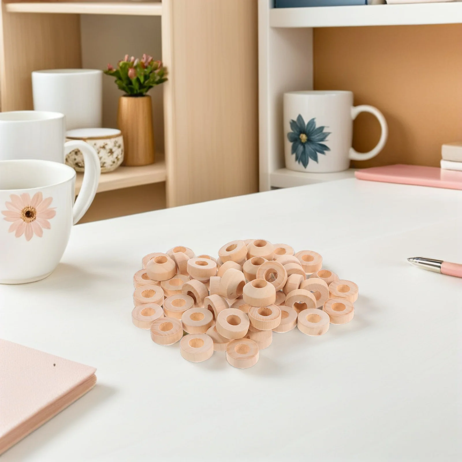 ฐานไม้สำหรับงานศิลปะ 50 ชิ้น แบบไม่เคลือบผิว ทรงกลม สำหรับงานเพ้นท์ งานฝีมือ งานสร้างสรรค์ ใช้เป็นฐานตั้งโชว์