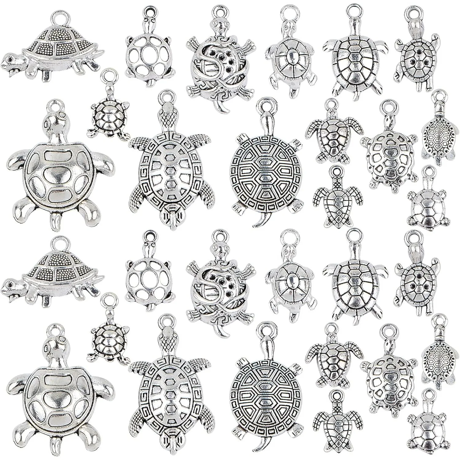 

75pcs Mixed Turtle Shape Charms Vintage Alloy Sea Turtle Tortoise Dangle Pendants for DIY Necklace Bracelet Jewellery Making