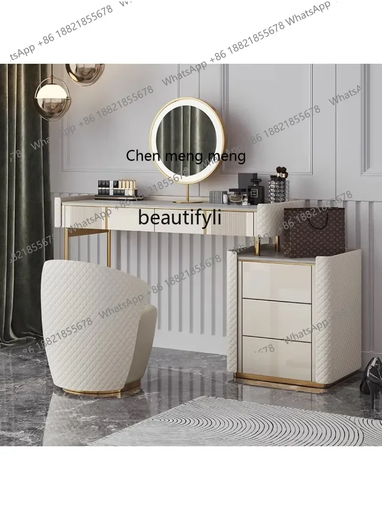 G153 Light Luxury Dressing Table Modern Minimalist Stone Plate Storage Cabinet Integrated Bedroom Small Apartment Dresser