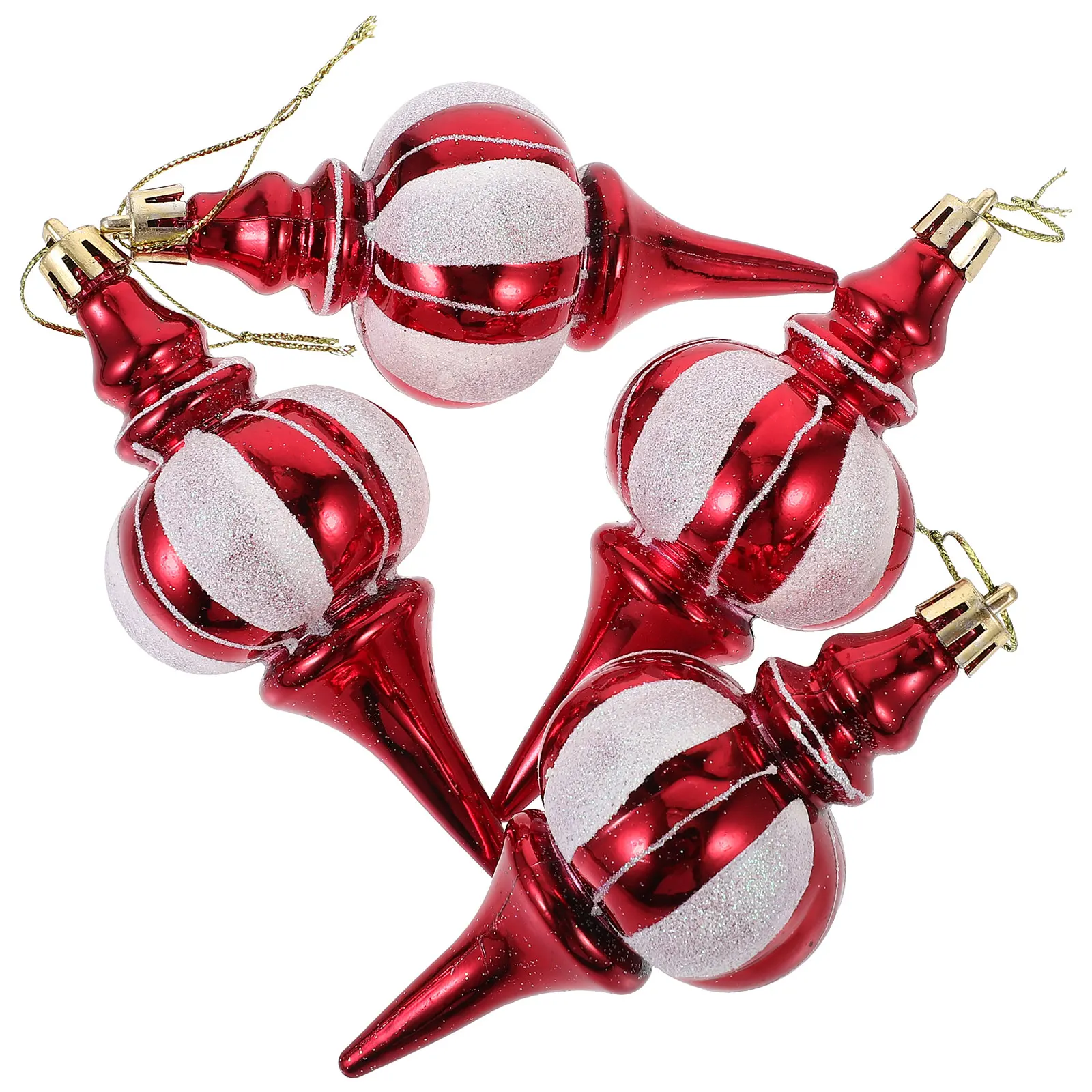 

4pcs Painted Ball Pendants Christmas Hanging Ornaments Xmas Tree Decor Party Supplies Cartoon Shape Plastic Gourd Pendant For