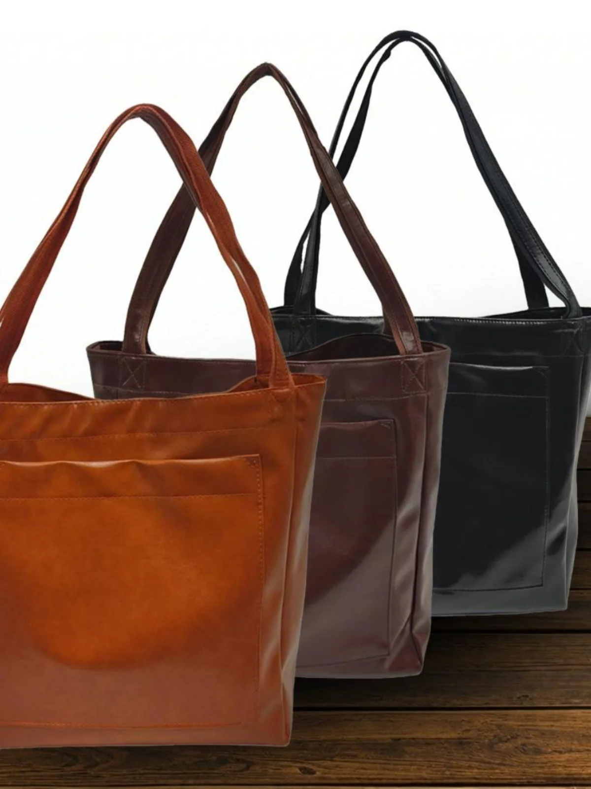 กระเป๋าโท้ททรงเรโทรขนาดใหญ่ กระเป๋าสะพายไหล่ผู้หญิงอเนกประสงค์ กระเป๋าหนัง PU นุ่มทันสมัย สะพายข้างลำลอง สายเดี่ยว