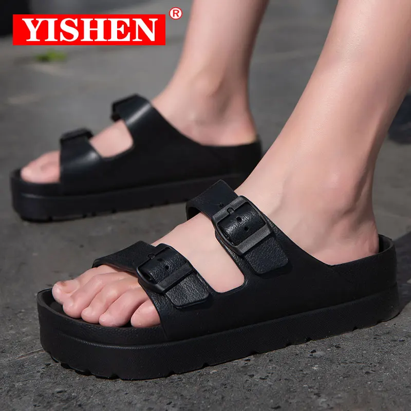 

YISHEN Women Slippers Summer Jelly Shoes Beach Sandals Hollow Chunky Slippers Platform Flip Flops Buckle Light Sandalias Outdoor