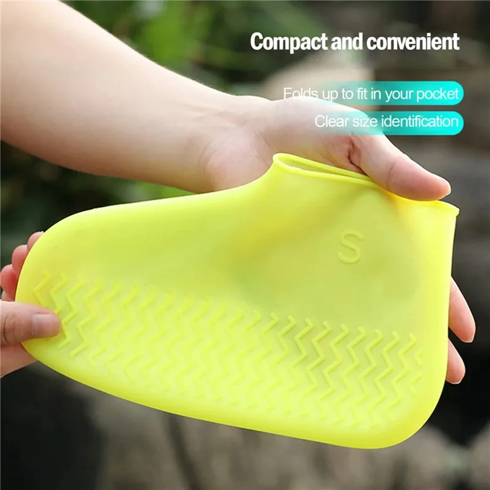 Wiederverwendbare wasserdichte Regenschuhe, Silikon, Outdoor-Regenstiefel, Überschuhe, Wanderschuhe, Zubehör, wiederverwendbarer Schuhüberzug, 1 Paar – Detail 14