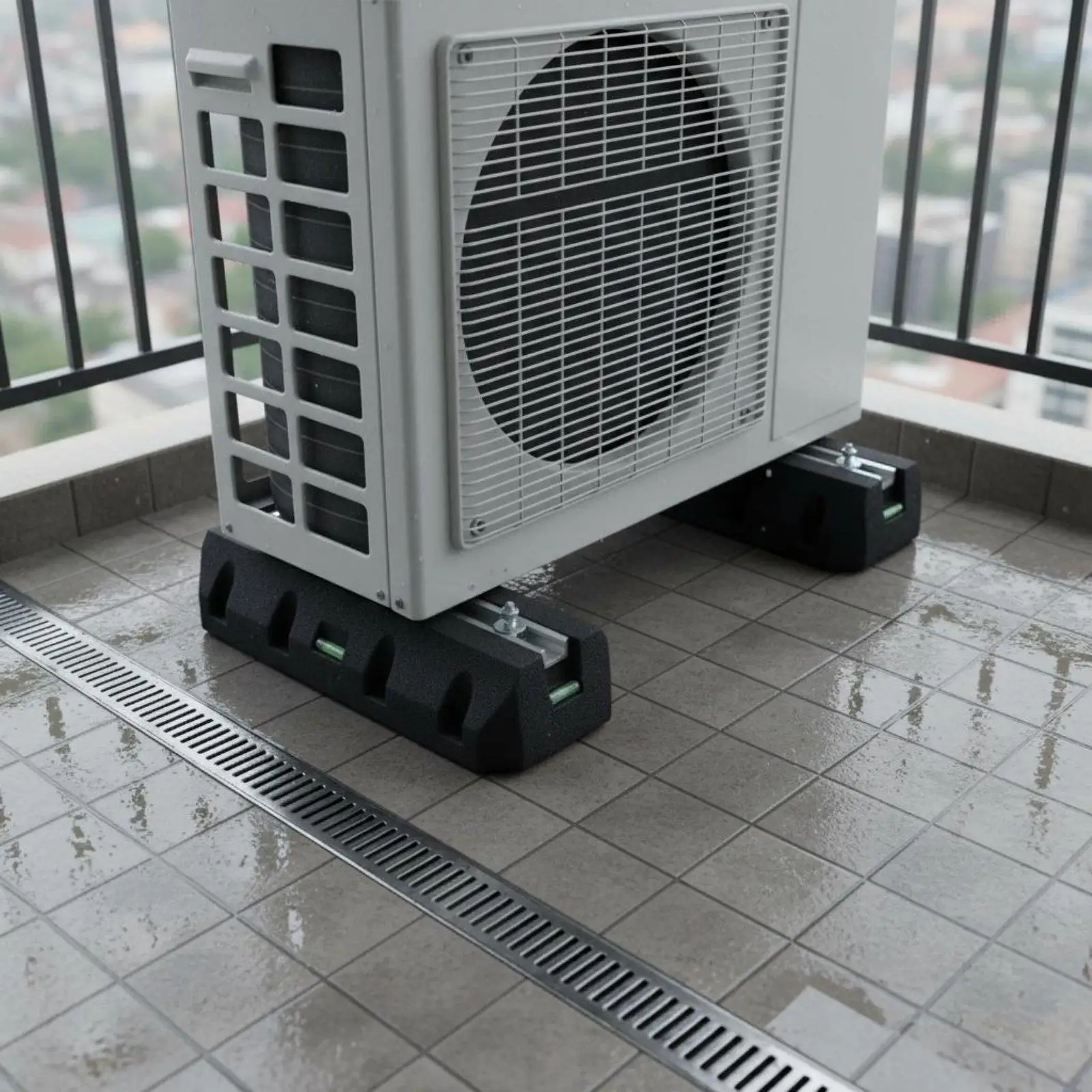 Air condition Outdoor Unit Stand Noise Reduction Heat Pump Support Base Heavy-Duty Condenser Unit Mounting Feet for Ground