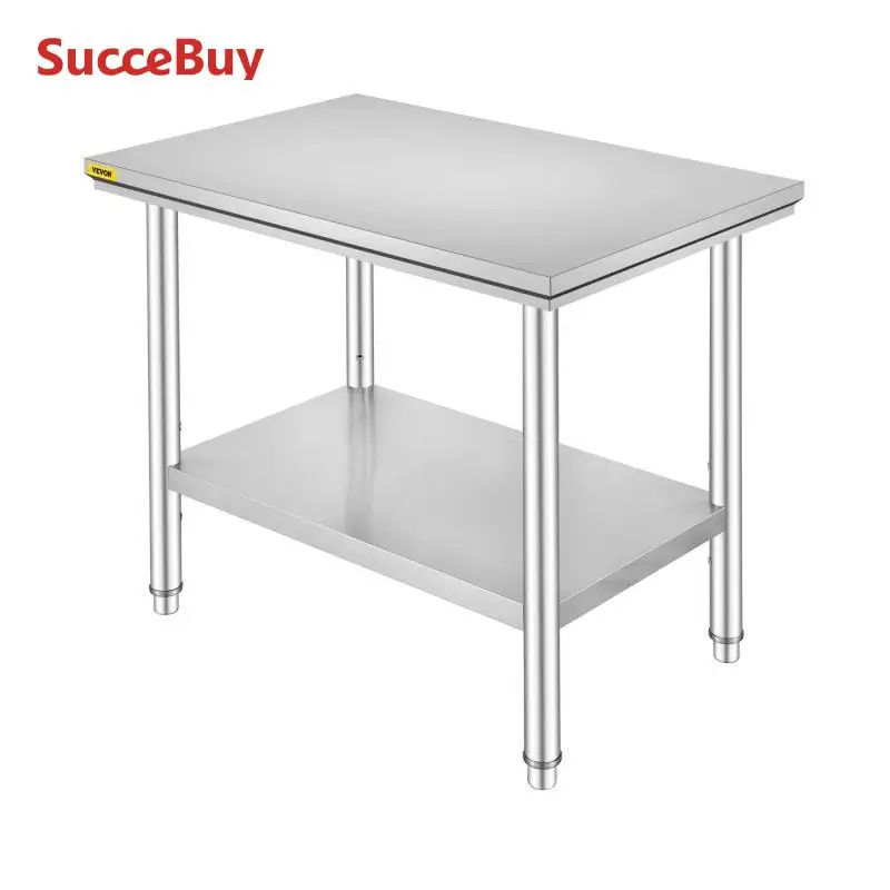 VEVOR Công Việc Nhà Bếp Băng Ghế Dự Bị Thương Mại Phục Vụ Bàn Worktable Với Undershelf Thép Không Gỉ 330LBS 286LBS Cho Nhà Hàng Nhà Để Xe