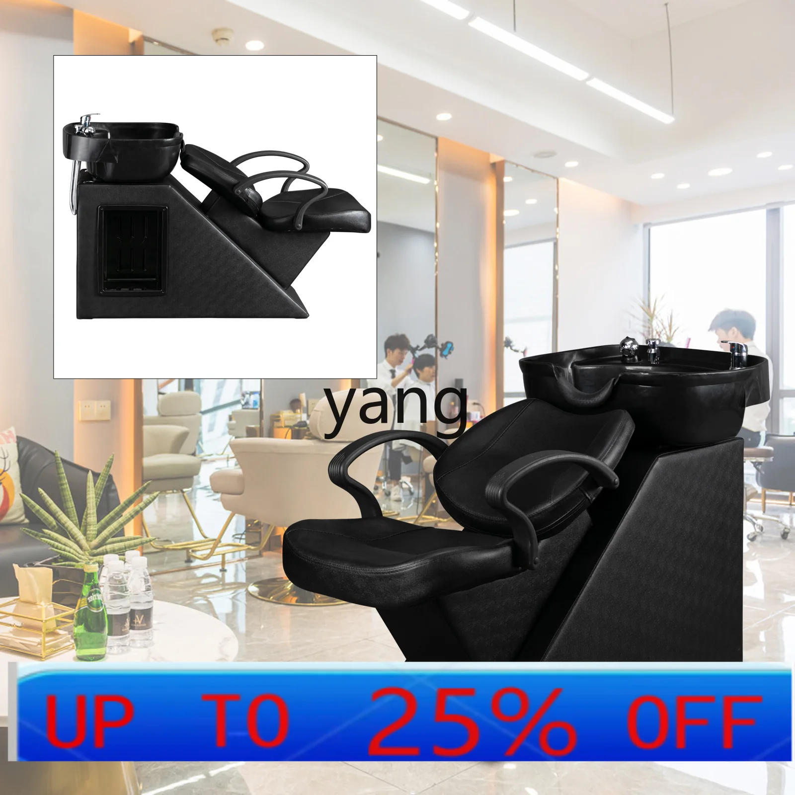 

Lhh semi-lying flush bed beauty salon shampoo bed salon care ceramic shampoo basin