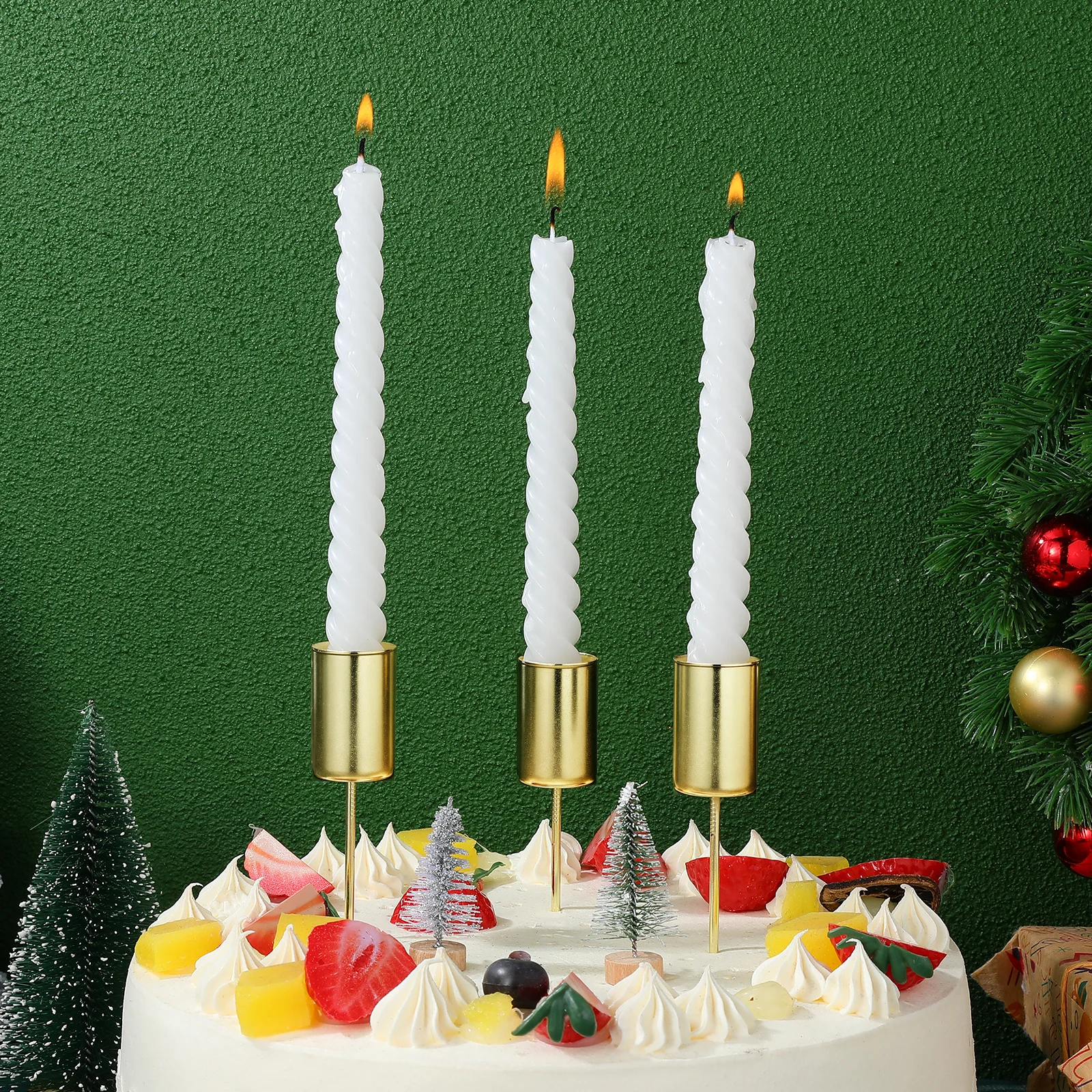 

5pcs Iron With Spike Christmas Decor Taper Holders Party Festival Tree Decoration Christmas Decor Container