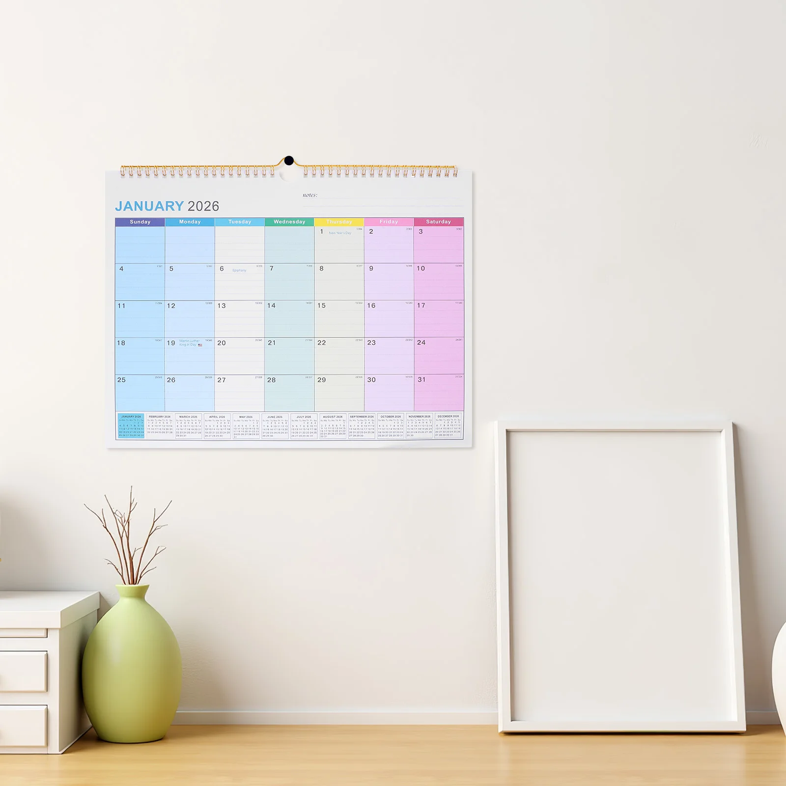 18 شهرًا معلق على الحائط 2026-2027 مخطط شهري لمكتب المنزل الأسرة الجدول الزمني المنظم الجمالية ورق حائط التقويم #6