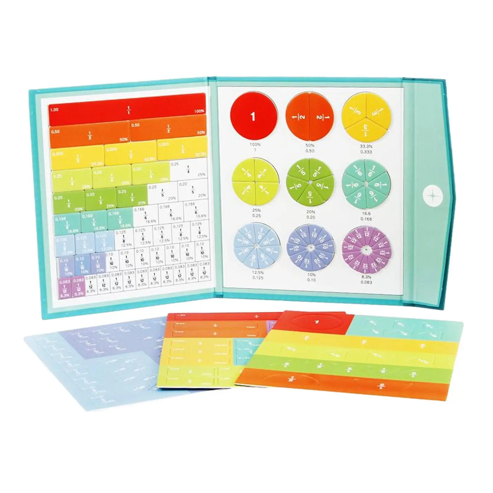 Rainbow Color Fraction Tiles Circles Math Toys for Elementary School Teaching Aids