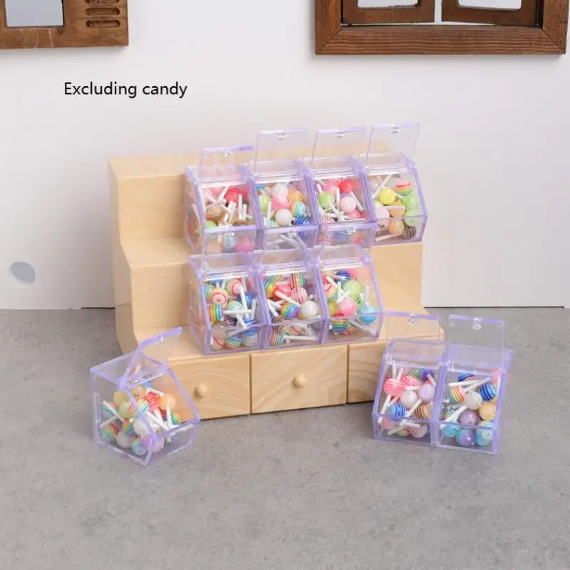 Dollhouse Miniature Supermarket Scene, 1/12 Scale Simulation Storage Display Rack with Lollipop Pretend Play Set