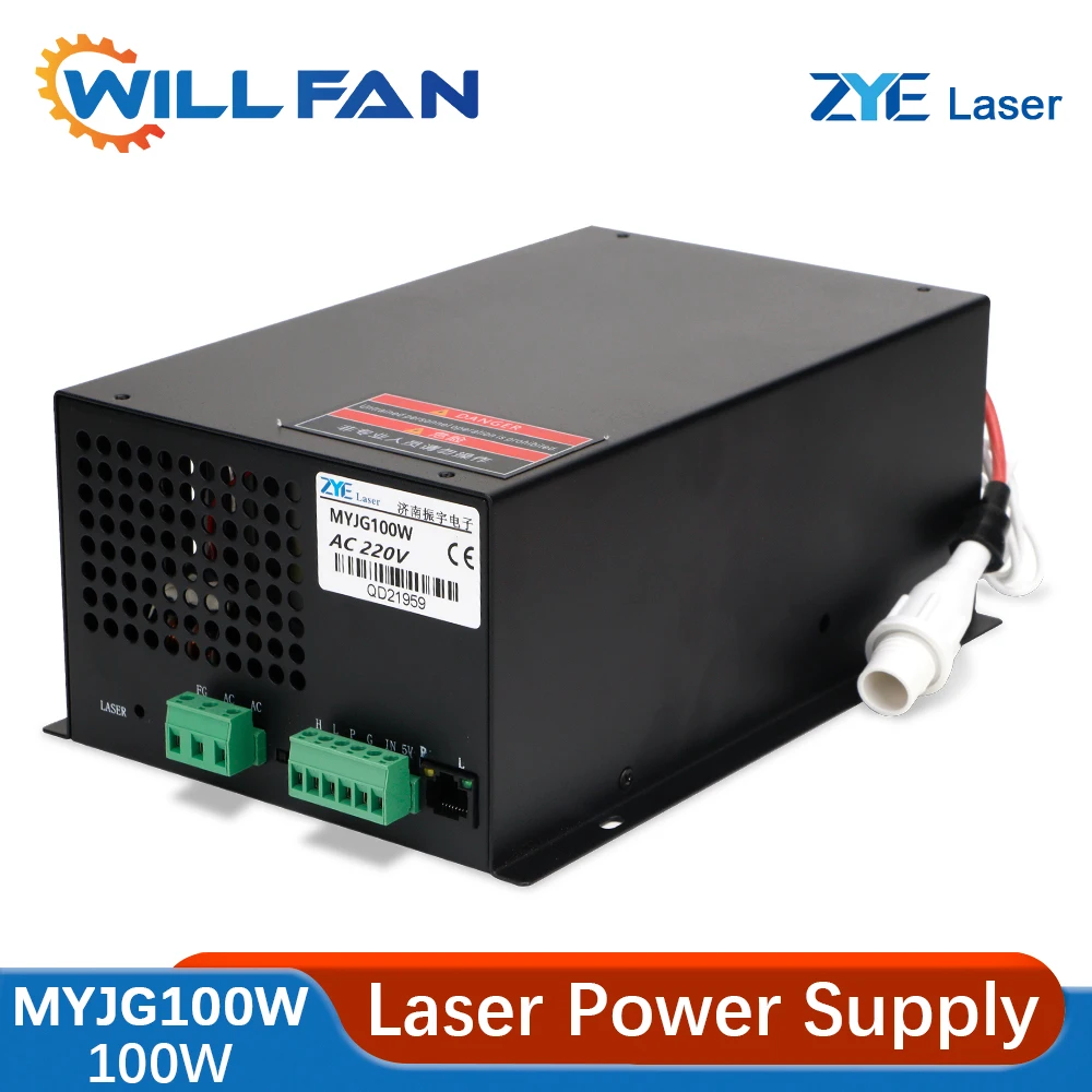 Will Fan MYJG100W Co2 Laser Power Supply With Black Metal Box Use For  Engraving Cutting Machine And Glass Tube