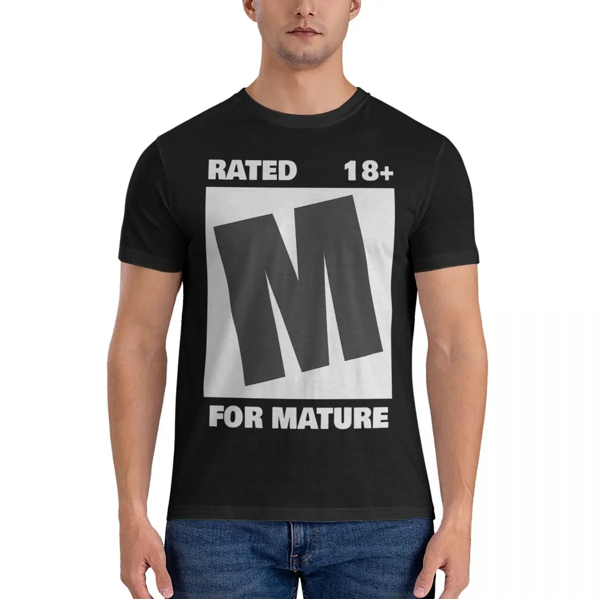 Rated M For Mature T Shirt for Men 100% Cotton Funny T-Shirts Round Neck Parental Advisory Explicit Content Tees Short Sleeve