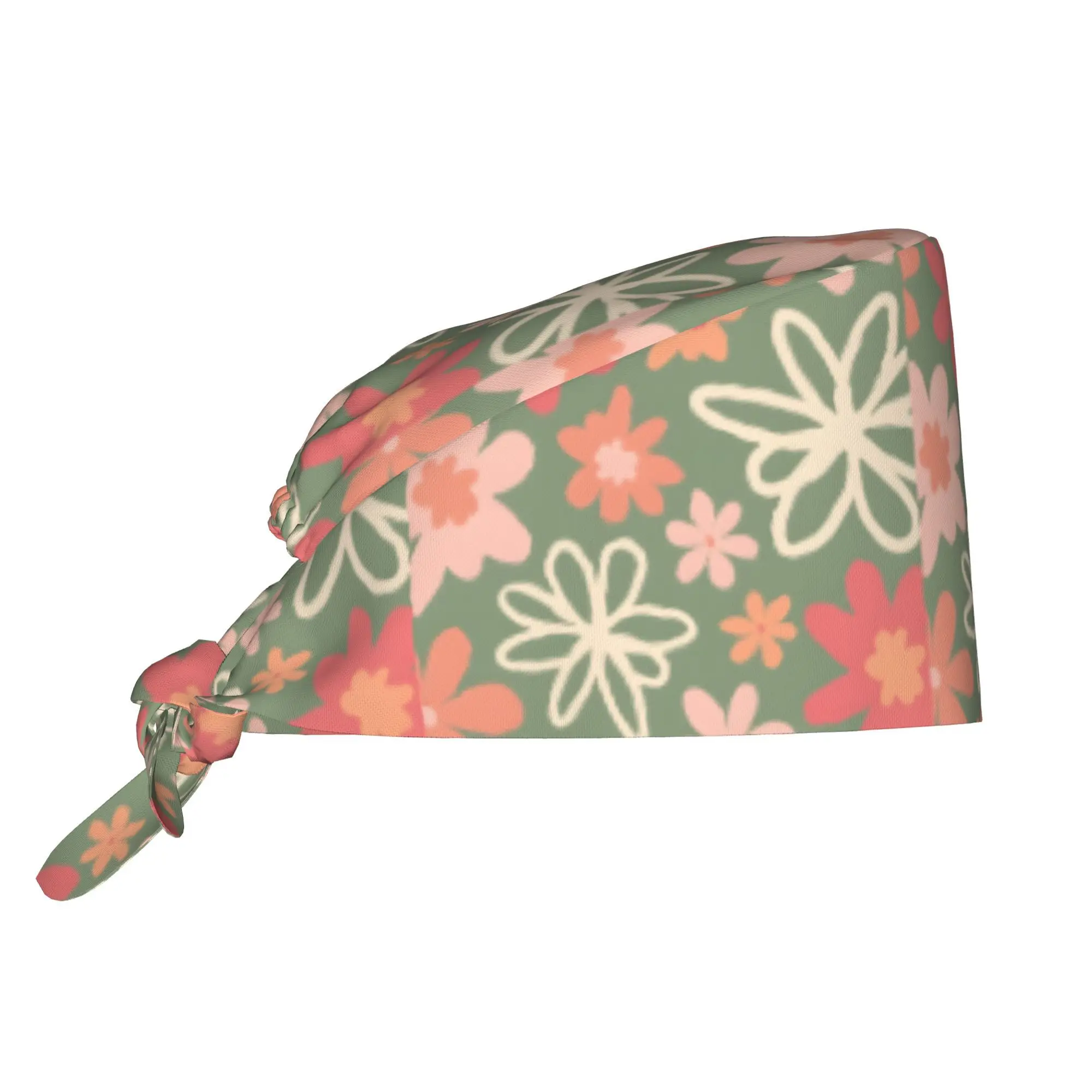 1pc Women's Stylish Printed Work Cap - Lightweight Adjustable Skull Cap, Tie-Back Nurse Hat, Dustproof Chef & Cooking Cap, Perfe