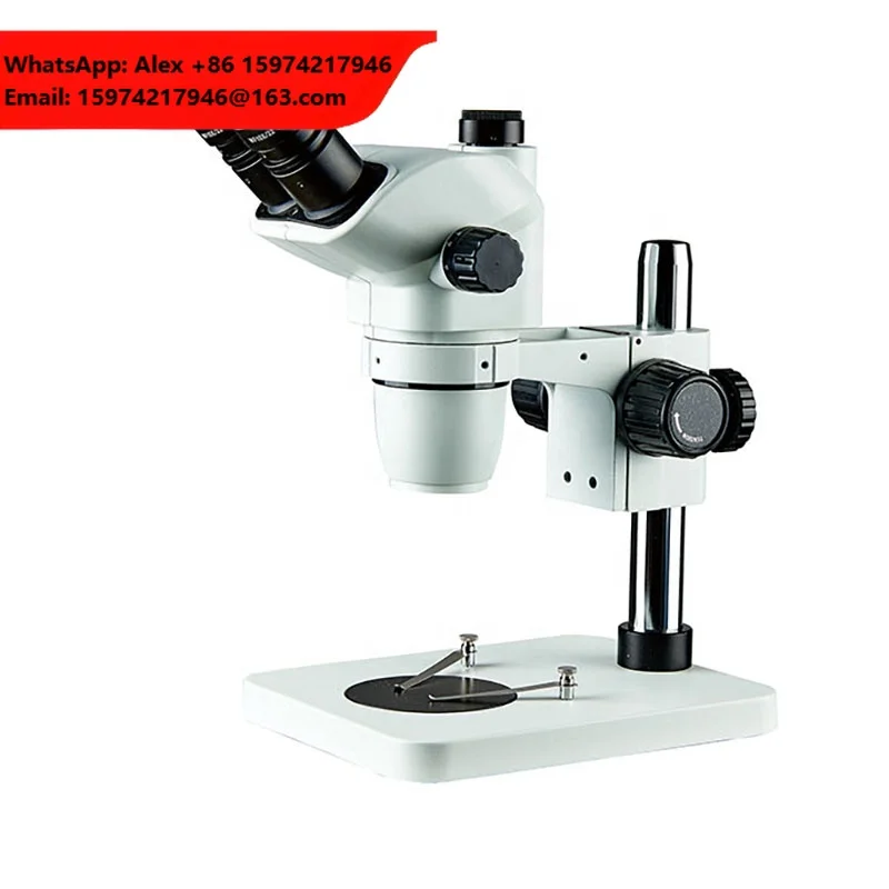 Professional Pole Stand Trinocular Stereo Microscope With HD Bottom 3W LED Light 7x-45x Zoom 1080p Camera