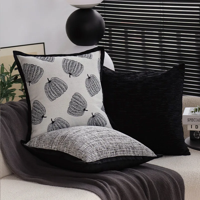 45X45CM Nordic Black Grey Throw Pillow Cover French Luxury Stamping Waist Cushion Cover Decor Home Decorative Pillowcase