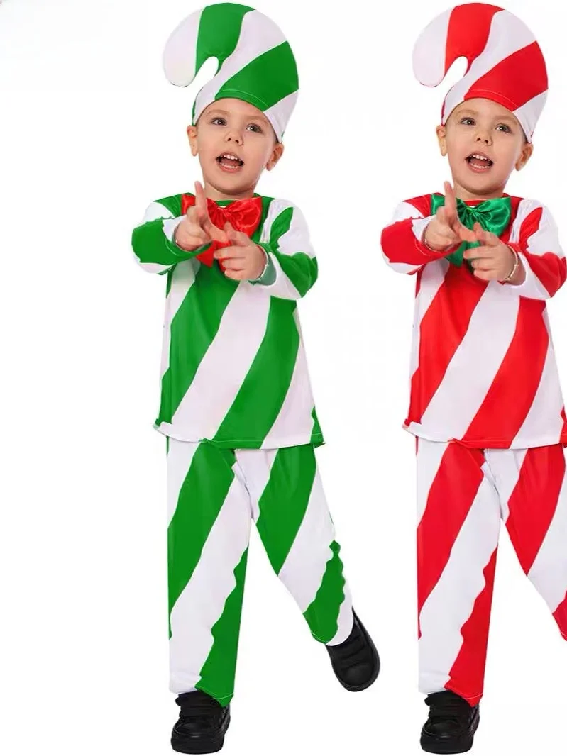 

Cisas Candy Cane Stf Costume Children's School Stage Performance Outfit Kindergarten Holiday Playwear Polyester Fiber