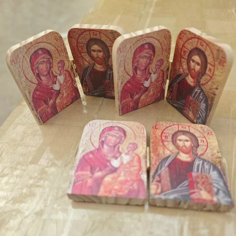 المسيح العذراء المعلم رمز كاثوليكي كازان ، Diptych للسفر ، عرض المنزل ، هدية دينية