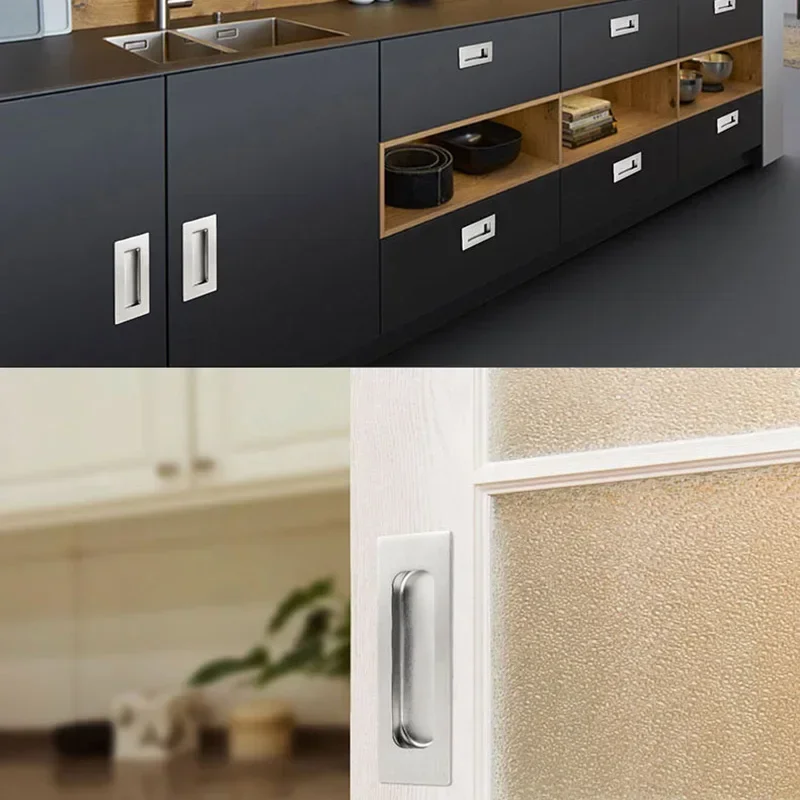 Stainless Steel Hide Embed Handle, Kitchen Sliding Door Knob Cupboard Door Pull Cabinet Drawer Wardrobe Invisible Furniture Pull